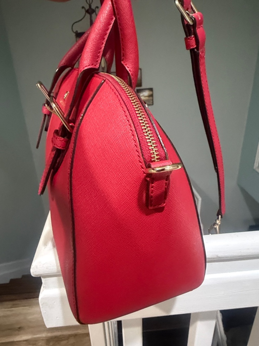 Kate Spade red satchel handbag- 2 Way Bag-Preowned - Picture 5 of 12